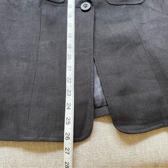 Talbots Vtg. 100% Black Irish Linen Fully Lined One Button Notch Collar Blazer - Picture 9 of 12